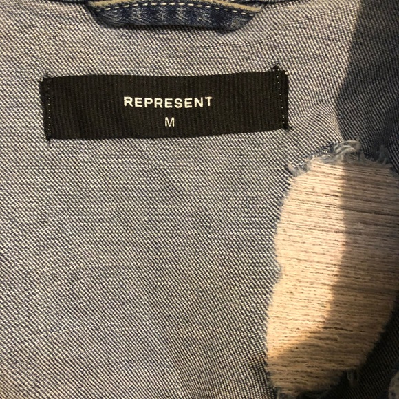 Represent Distressed Denim Jacket - Bleach Wash - Picture 2 of 4